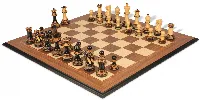 Parker Staunton Chess Set Burnt Boxwood Pieces with Walnut Molded Chess Board - 3.75" King