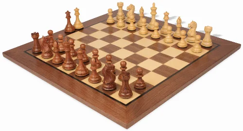 Fierce Knight Staunton Chess Set Acacia & Boxwood Pieces with Classic Walnut Chess Board - 3" King - Image 1