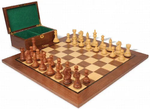 Fierce Knight Staunton Chess Set Acacia & Boxwood Pieces with Classic Walnut Board & Box - 3" King - Image 1