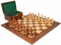 Fierce Knight Staunton Chess Set Acacia & Boxwood Pieces with Classic Walnut Board & Box - 3" King