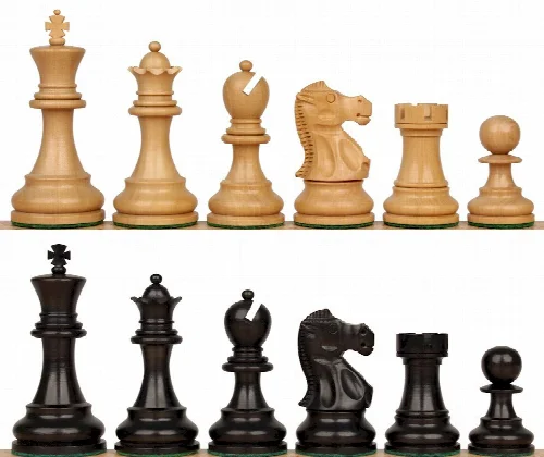 Deluxe Old Club Staunton Chess Set with Ebony & Boxwood Pieces - 3.25" King - Image 1
