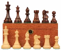 British Staunton Chess Set in Rosewood & Boxwood with Mahogany Box - 4" King