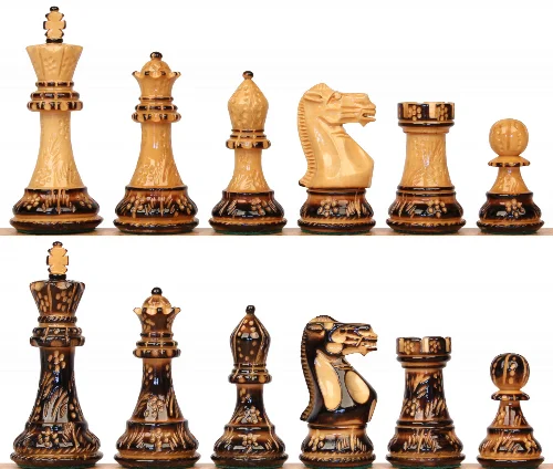 New Exclusive Staunton Chess Set Burnt Boxwood Pieces - 3.75" King - Image 1