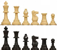 Standard Club Plastic Chess Set Black & Camel Pieces 3.75" King