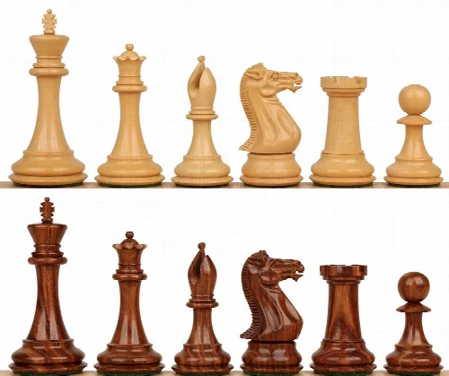 New Exclusive Staunton Chess Set with Golden Rosewood & Boxwood Pieces - 3.5" King - Image 1