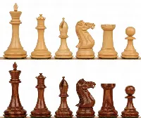 New Exclusive Staunton Chess Set with Golden Rosewood & Boxwood Pieces - 3.5" King