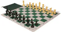 Standard Club Classroom Plastic Chess Set Black & Camel Pieces with Lightweight Floppy Board - Green