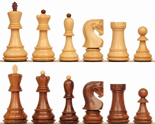 Zagreb Series Chess Set with Golden Rosewood & Boxwood Pieces - 3.875" King - Image 1