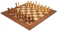 New Exclusive Staunton Chess Set Acacia & Boxwood Pieces with Deluxe Walnut & Maple Board - 4" King