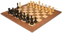 New Exclusive Staunton Chess Set Ebonized & Boxwood Pieces with Walnut & Maple Deluxe Board - 4" King