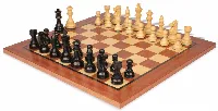 French Lardy Staunton Chess Set Ebonized & Boxwood Pieces with Classic Mahogany Board - 3.75" King