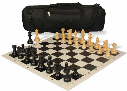 French Lardy Carry-All Chess Set Ebonized & Boxwood Pieces - Black - Image 1