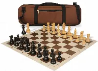 French Lardy Carry-All Chess Set Ebonized & Boxwood Pieces - Brown