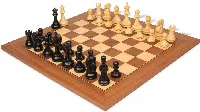 Deluxe Old Club Staunton Chess Set Ebonized & Boxwood Pieces with Walnut & Maple Deluxe Board - 3.75" King