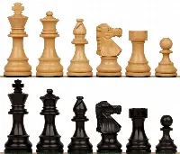 French Lardy Staunton Chess Set with Ebonized & Boxwood Pieces - 3.75" King