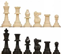 Analysis Size Standard Club Plastic Chess Set Black & Ivory Pieces - 3" King