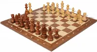 German Knight Staunton Chess Set Acacia & Boxwood Pieces with Sunrise Walnut Notated Board - 3.75" King