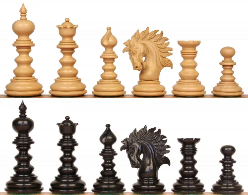 Strategos Staunton Chess Set with Ebony & Boxwood Pieces - 4.25" King - Image 1