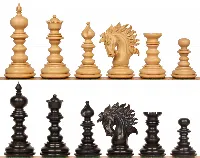 Strategos Staunton Chess Set with Ebony & Boxwood Pieces - 4.25" King