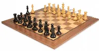 New Exclusive Staunton Chess Set Ebonized & Boxwood Pieces with Classic Walnut Board - 3" King