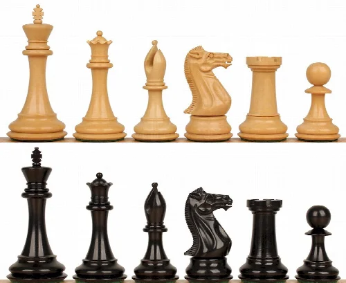 New Exclusive Staunton Chess Set with Ebony & Boxwood Pieces- 3" King - Image 1