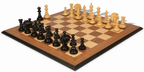 Strategos Staunton Chess Set in Ebony & Boxwood with Walnut Molded Edge Chess Board - Image 1