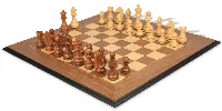 German Knight Staunton Chess Set Golden Rosewood & Boxwood Pieces with Walnut Molded Chess Board - 3.25" King