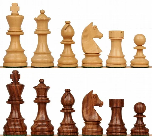 German Knight Staunton Chess Set with Golden Rosewood & Boxwood Pieces - 3.25" King - Image 1