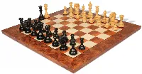 Palomo Staunton Chess Set Ebony & Boxwood Pieces with Elm Burl Board - 4.4" King