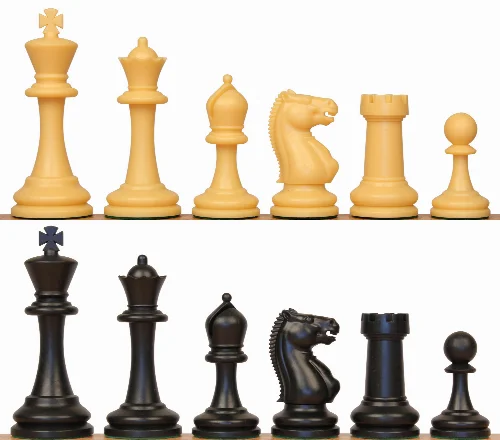 Master Series Plastic Chess Set Black & Camel Pieces - 3.75" King - Image 1