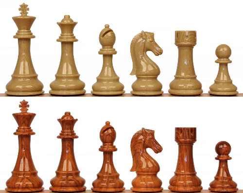 King's Knight Series Resin Chess Set with Rosewood & Boxwood Color Pieces - 4.25" King - Image 1