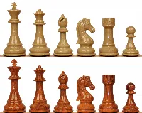 King's Knight Series Resin Chess Set with Rosewood & Boxwood Color Pieces - 4.25" King