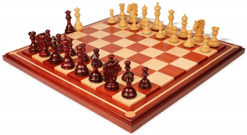 Tencendur Staunton Chess Set Padauk & Boxwood Pieces with Mission Craft Padauk Board - 4.4" King - Image 1