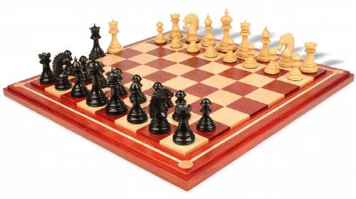 Cyrus Staunton Chess Set Ebony & Boxwood Pieces with Padauk Maple Mission Craft Chess Board - Image 1