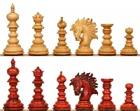 Strategos Staunton Chess Set with Padauk & Boxwood Pieces - 4.25" King