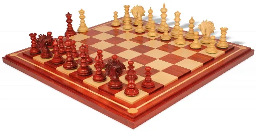 Strategos Staunton Chess Set Padauk & Boxwood Pieces with Mission Craft Padauk Chess Board - Image 1