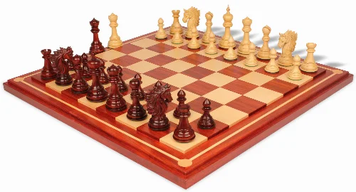 Bucephalus Staunton Chess Set Padauk & Boxwood Pieces with Mission Craft Padauk Chess Board - Image 1