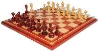 Chetak Staunton Chess Set in Padauk & Boxwood with Padauk & Maple Mission Craft Chess Board
