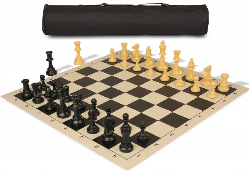 Archer's Bag Standard Club Plastic Chess Set Black & Camel Pieces - Black - Image 1