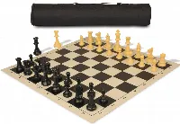 Archer's Bag Standard Club Plastic Chess Set Black & Camel Pieces - Black