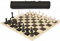 Archer's Bag Master Series Triple Weighted Plastic Chess Set Black & Ivory Pieces - Black