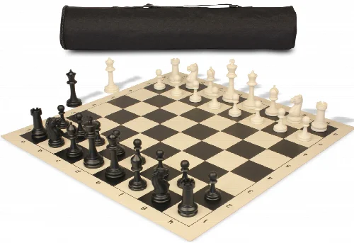 Archer's Bag Master Series Plastic Chess Set Black & Ivory Pieces - Black - Image 1