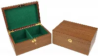 Classic Walnut Chess Piece Box with Green Felt Lining - Small
