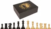 Conqueror Plastic Chess Set Black & Camel Pieces with Box - 3.75" King