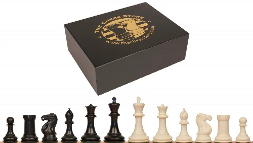 Conqueror Plastic Chess Set Black & Ivory Pieces with Box - 3.75" King - Image 1