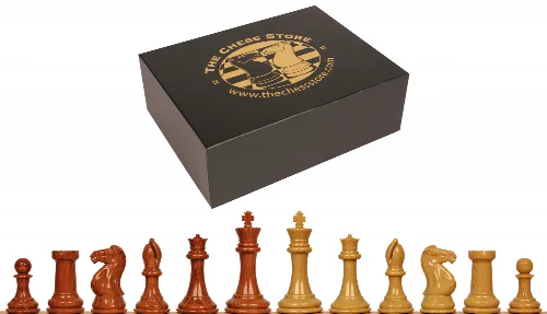 Professional Plastic Chess Set Wood Grain Pieces with Box - 4.125" King - Image 1