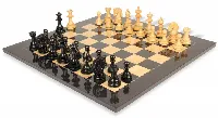 Patton Staunton Chess Set Ebony & Boxwood Pieces with Black & Ash Burl Chess Board - 4.25" King