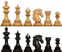 Wellington Staunton Chess Set with Ebony & Boxwood Pieces - 4.25" King