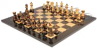 Zagreb Series Chess Set Decorative Burnt Boxwood Pieces with Black & Ash Burl Board - 3.875" King