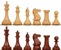 New Exclusive Staunton Chess Set with Rosewood & Boxwood Pieces - 4" King